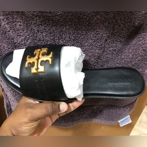 Tory Burch Everly Slide 60245 Flat Sandal Black Leather